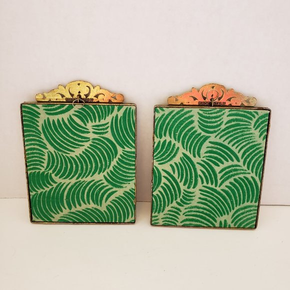 Vintage pair Italian Filigree Gold and Black Floral Art - Picture 2 of 8